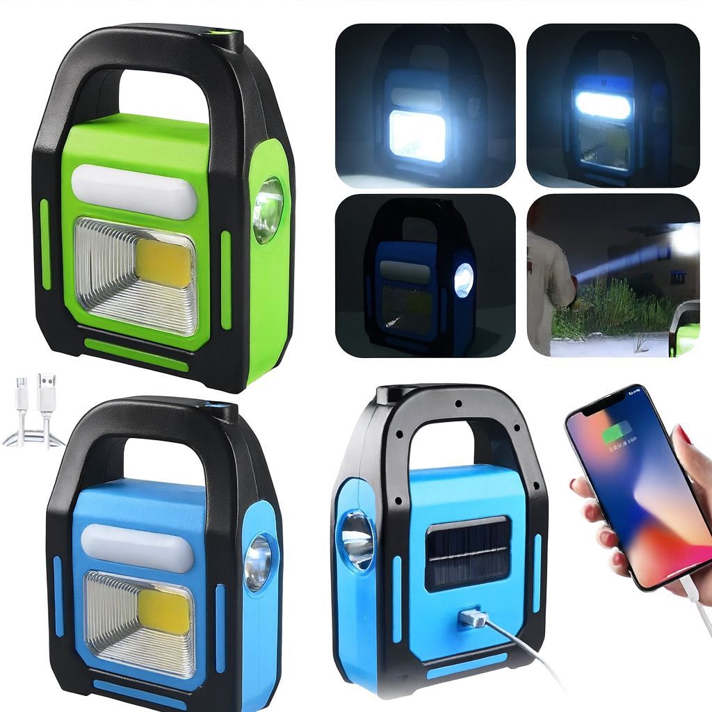3in1 Solar Rechargeable Handy Lamp – 3 Light Modes with Built-in Power Bank (Mix Colour) | Findsy.pk