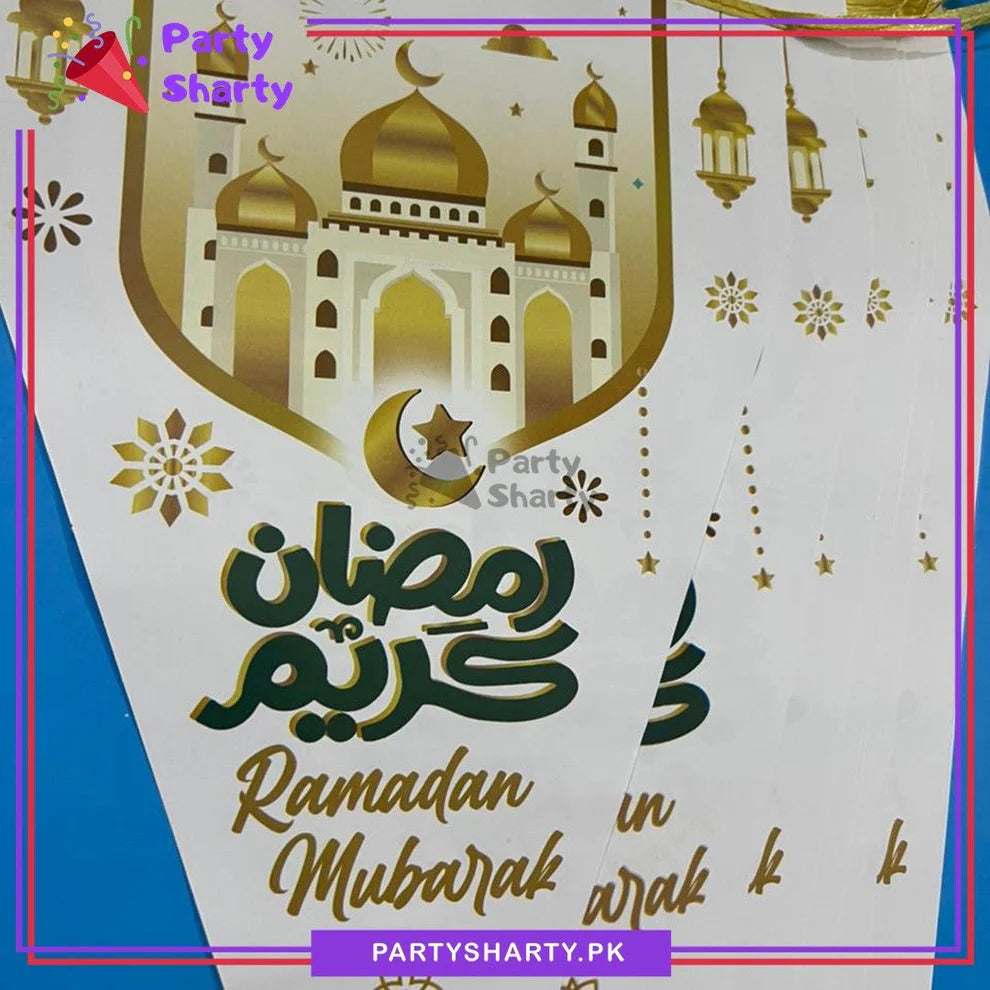 White Ramadan Kareem Party Flags Pack of 10 For Ramadan Decoration