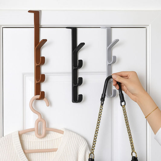 Vertical Plastic Over the Door Hook Hanger – Space Saving Organizer (Mix/Random Colour) | Findsy.pk