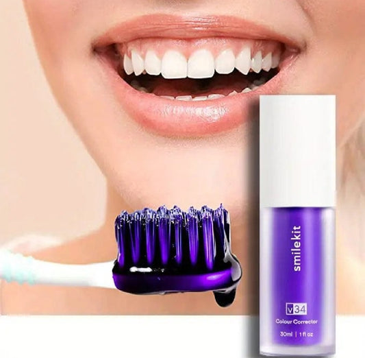 HISMILE V34 Purple Teeth Whitening Toothpaste – Deep Stain Removal & Gum Care | Findsy.pk