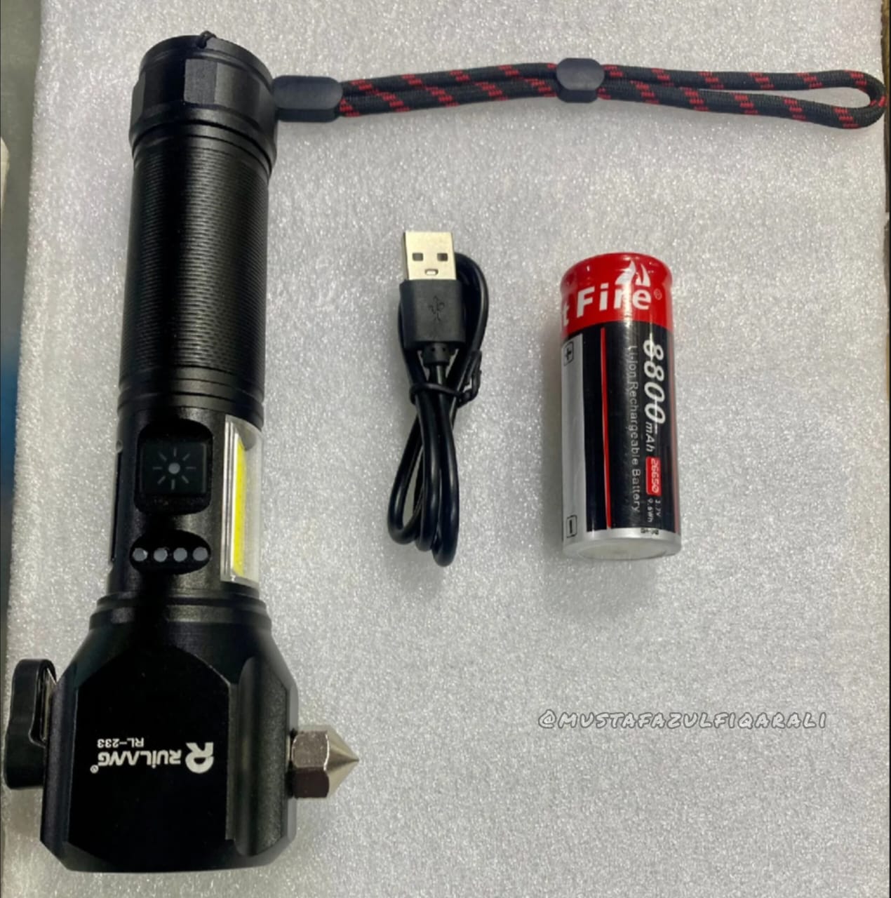 Ruilang RL-233 High Power Multifunctional Rechargeable LED Torch – Exclusive at Findsy.pk G BG B