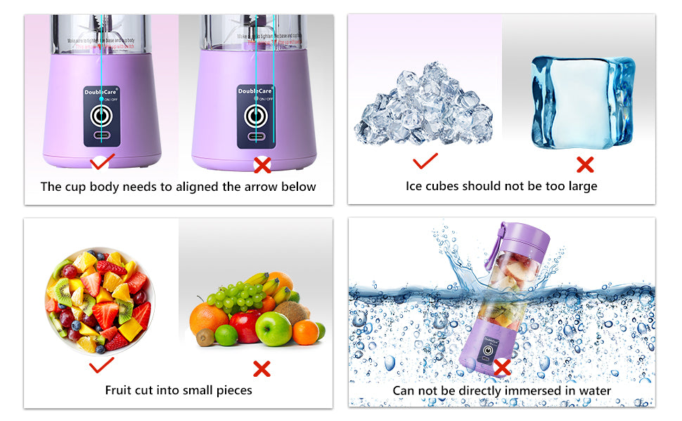 Portable Blender Cup,Electric USB Juicer Blender,Mini Blender Portable Blender For Shakes and Smoothies, Juice,380ml, Six Blades Great for Mixing