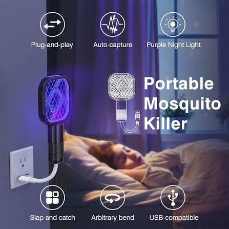 Pocket Size Mosquito Killer Racquet Lamp – USB Rechargeable Insect Killer | Findsy.pk