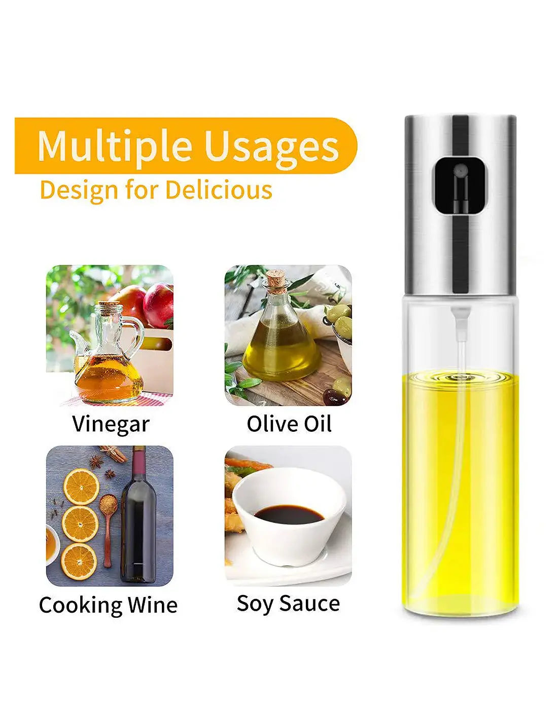 100ml Edible Cooking Oil Spray Bottle for Kitchen Use – Refillable & Easy Spray | Findsy.pk