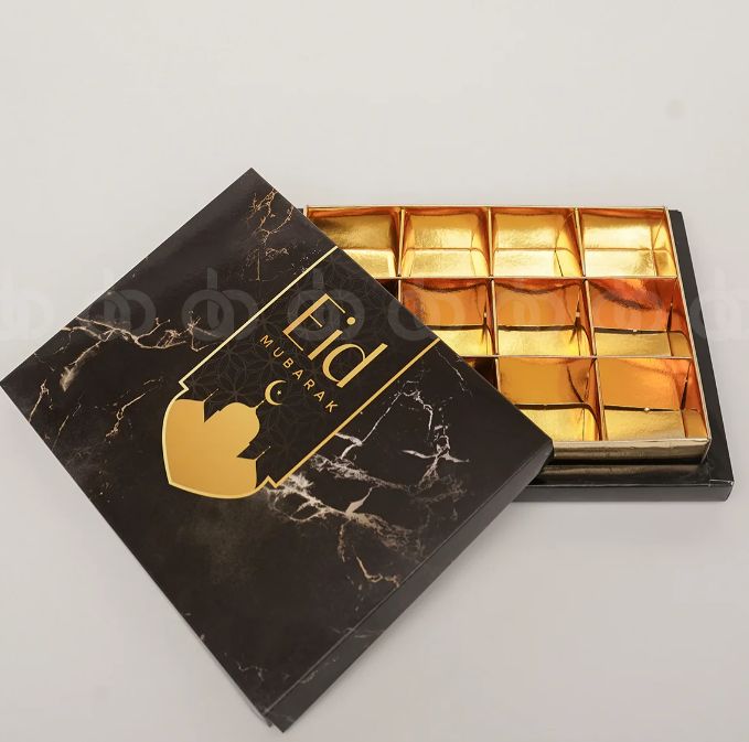 Festive Eid Treat Black Marble Portion Box