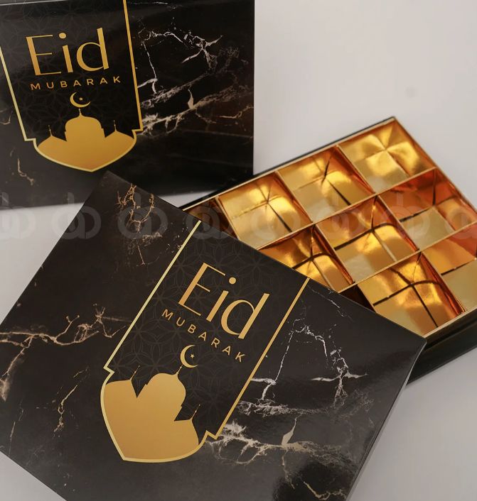 Festive Eid Treat Black Marble Portion Box