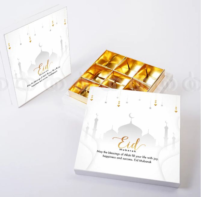 (Pack of 10) Eid Mubarak 6-Compartment – Elegant Gift Box