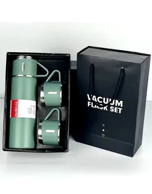 3 Cup Double-Layer Stainless Steel Vacuum Flask Set – 500ml | Findsy.pk