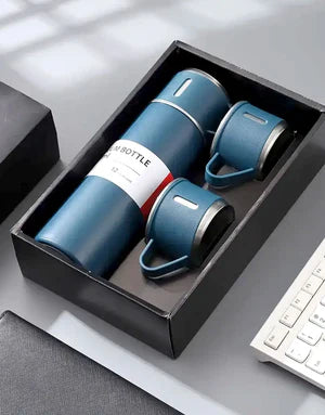 3 Cup Double-Layer Stainless Steel Vacuum Flask Set – 500ml | Findsy.pk