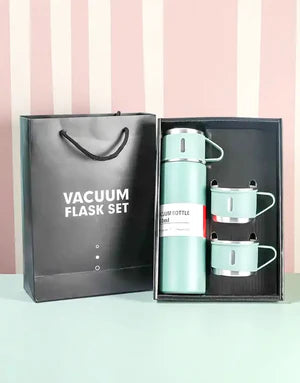 3 Cup Double-Layer Stainless Steel Vacuum Flask Set – 500ml | Findsy.pk