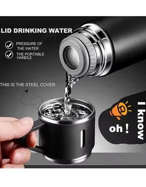 3 Cup Double-Layer Stainless Steel Vacuum Flask Set – 500ml | Findsy.pk