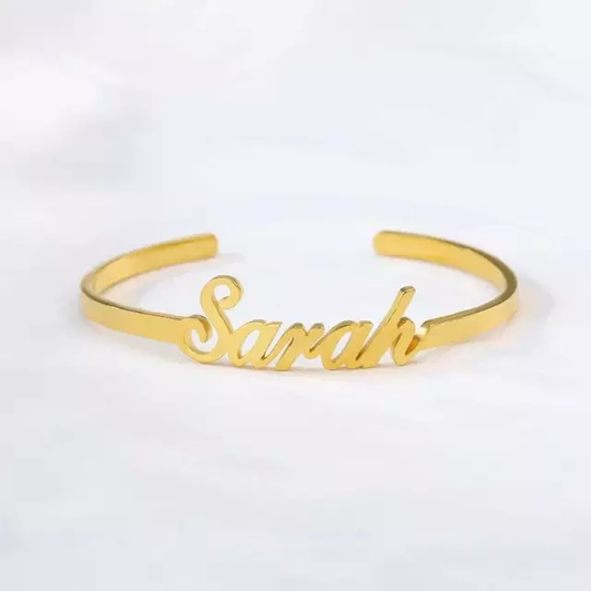 Personalized Name Bangle Golden Sliver Plated Stainless Steel Bracelets