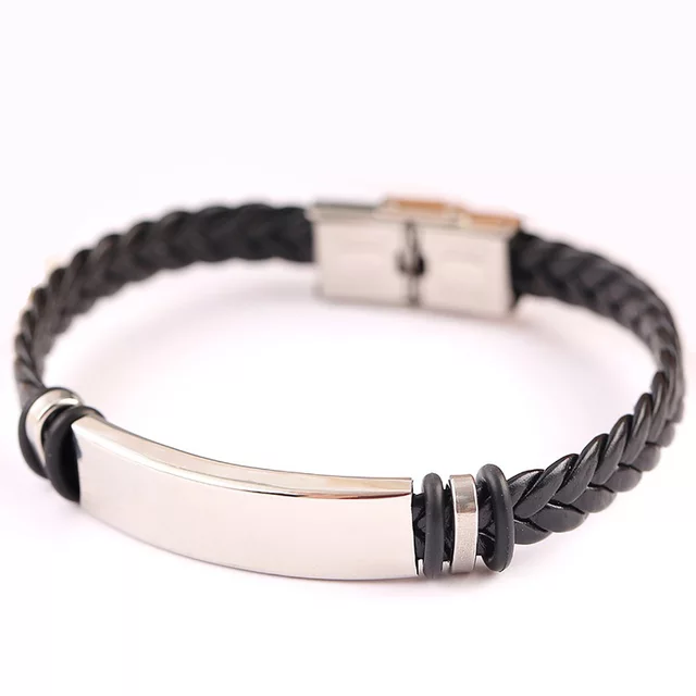 Leather Stainless Steel Bracelet Man and Woman