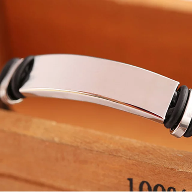 Leather Stainless Steel Bracelet Man and Woman