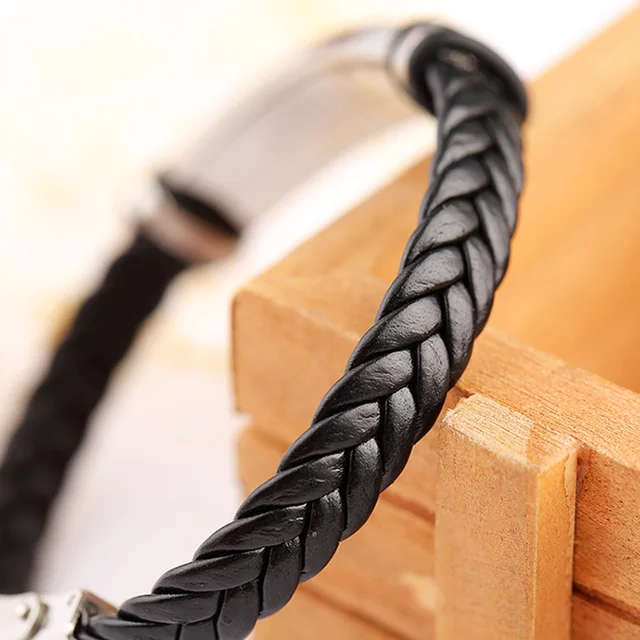 Leather Stainless Steel Bracelet Man and Woman