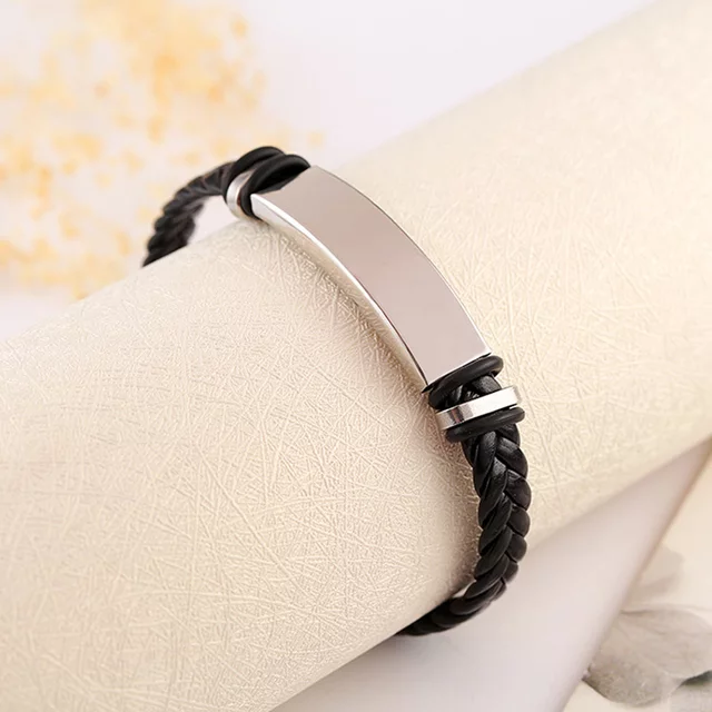 Leather Stainless Steel Bracelet Man and Woman