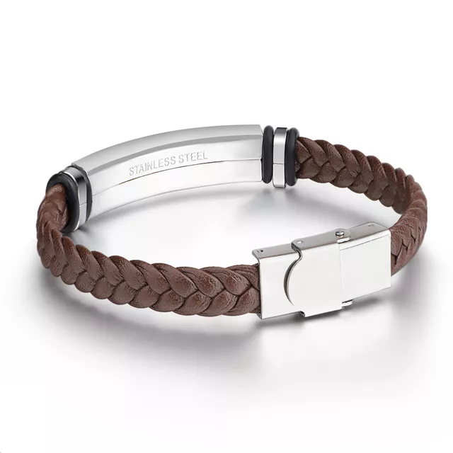 Leather Stainless Steel Bracelet Man and Woman