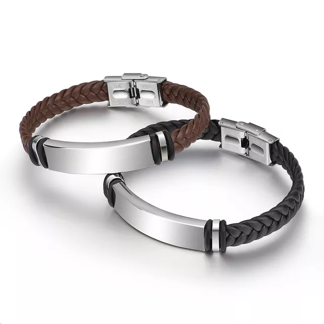 Leather Stainless Steel Bracelet Man and Woman