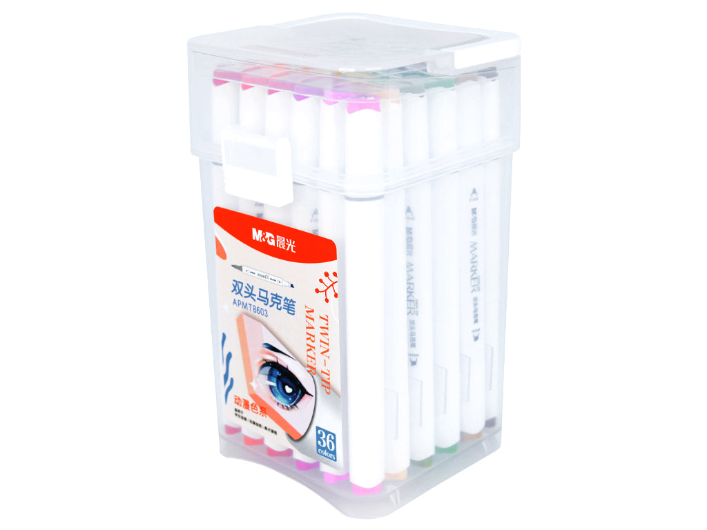 Oil based marker set M&G double tip 12pcs in plastic box