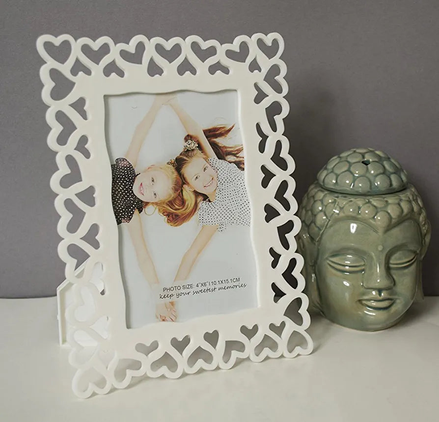 White Heart Photo Frame