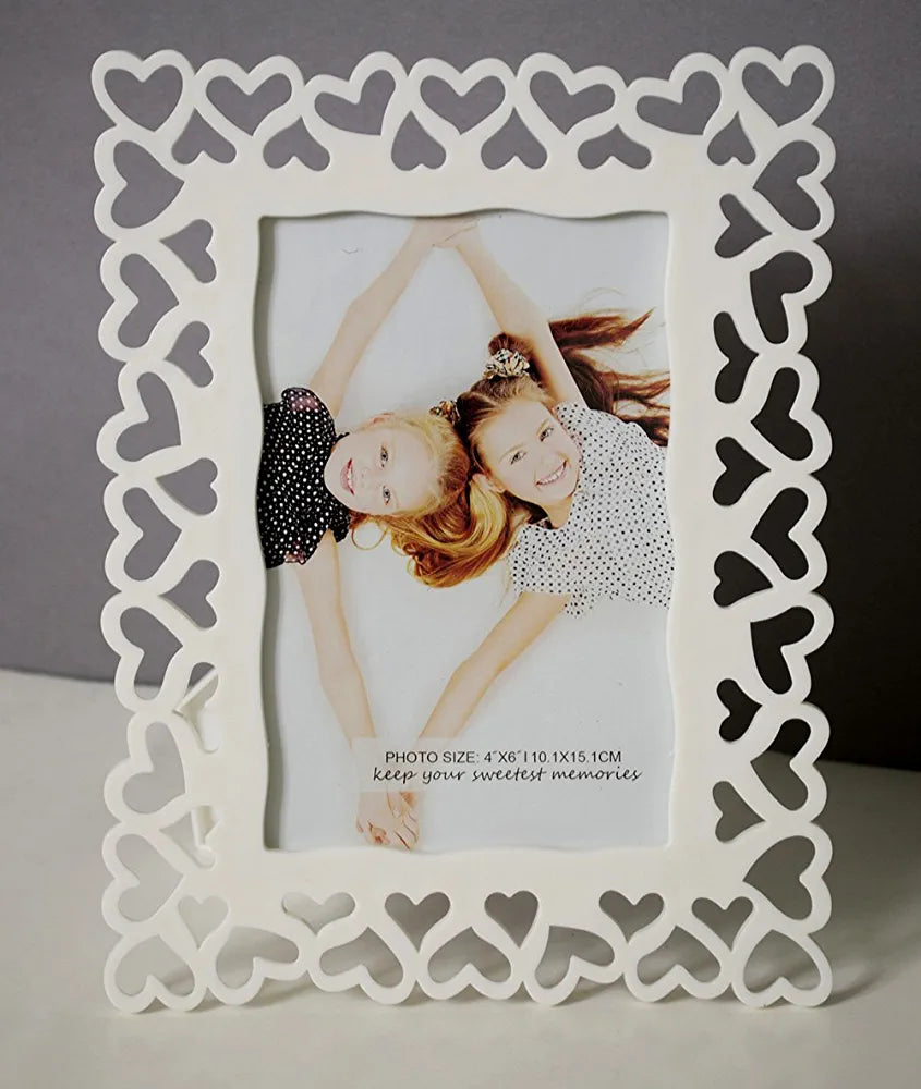 White Heart Photo Frame