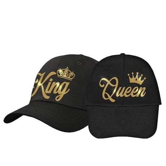 Customize Name King Queen Couple Caps