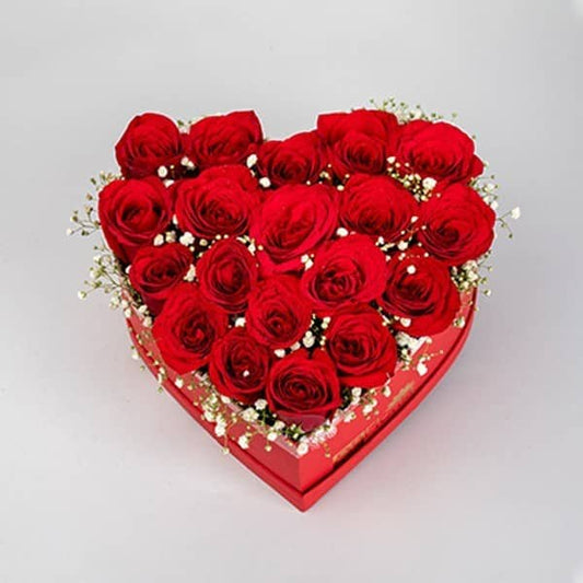 Customize Heart Box With Red Roses