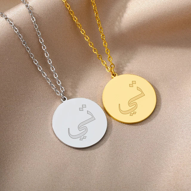 Circle Initial Necklace - Golden & Silver Plated