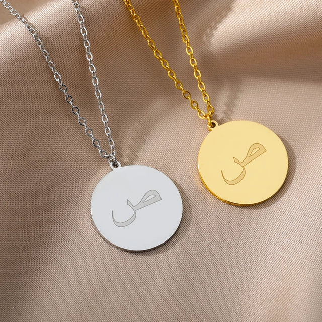 Circle Initial Necklace - Golden & Silver Plated