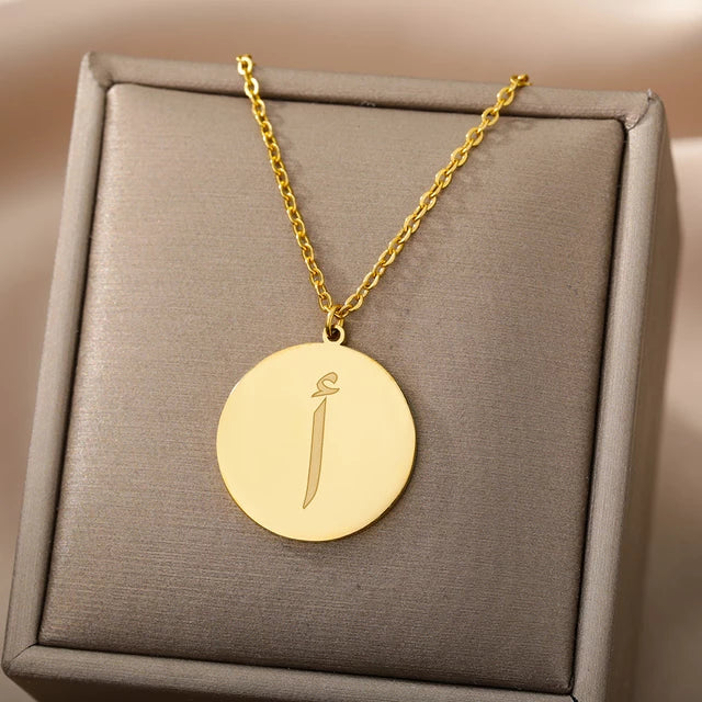 Circle Initial Necklace - Golden & Silver Plated