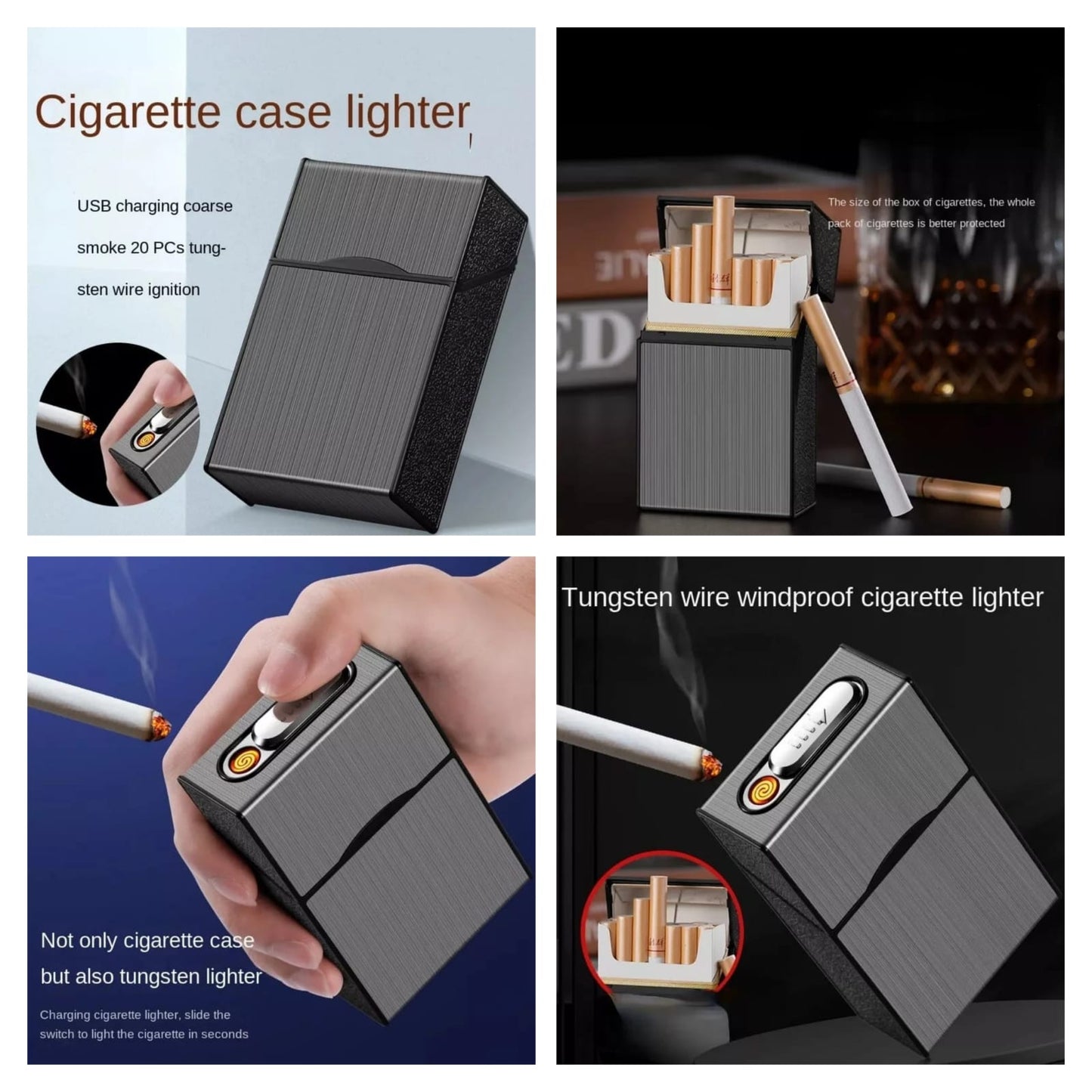 Cigarette Case with Usb Lighter