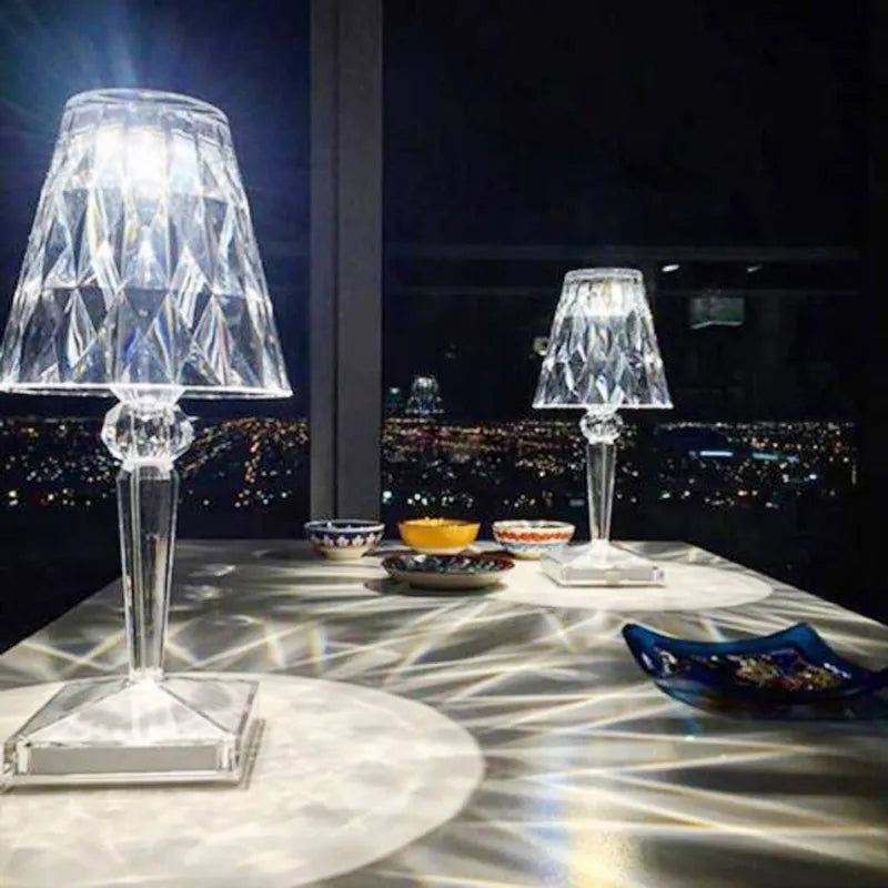 Diamond Acrylic Table Lamp - Rechargeable