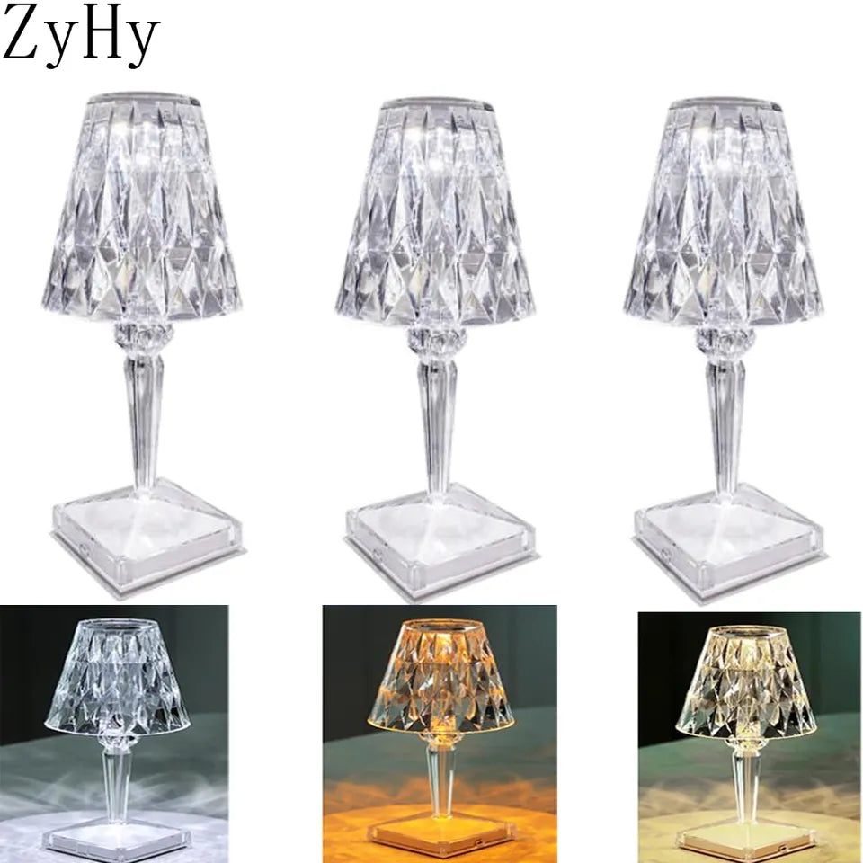 Diamond Acrylic Table Lamp - Rechargeable