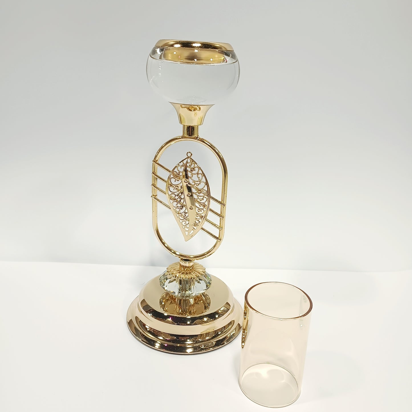 Crystal Candlestick Holder With Glass