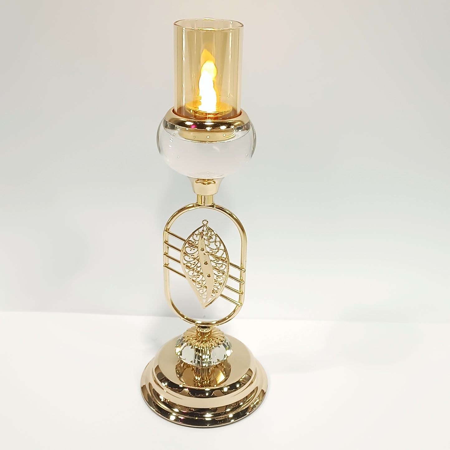 Crystal Candlestick Holder With Glass