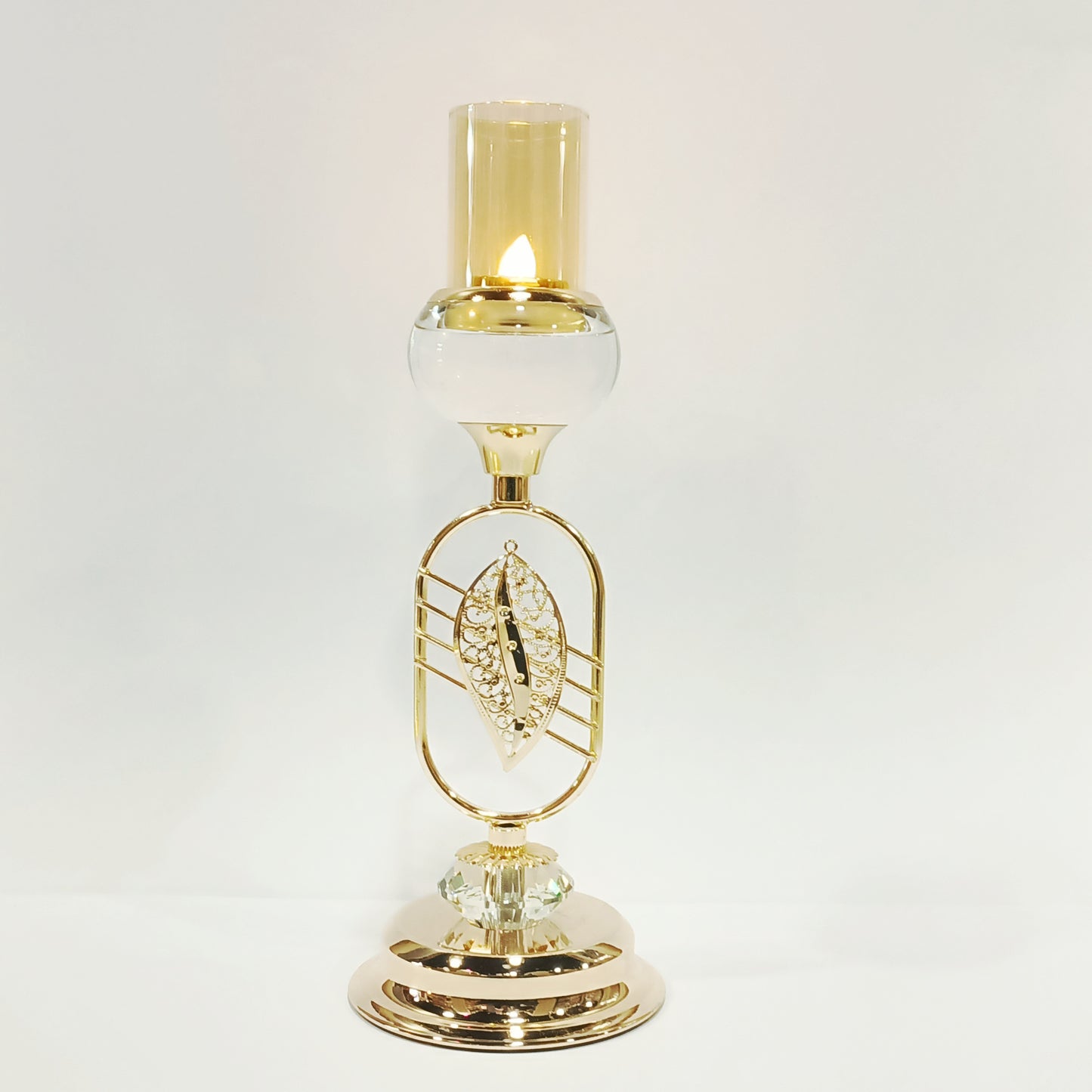 Crystal Candlestick Holder With Glass