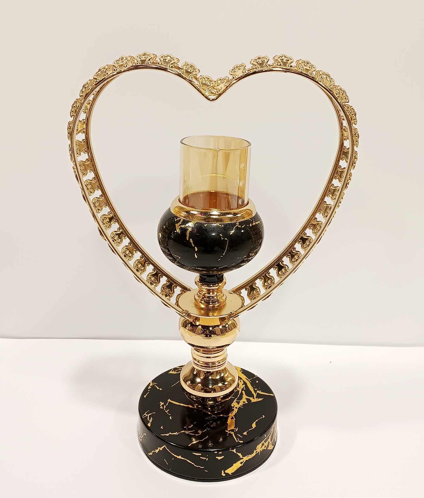 Golden Heart Candle Holder