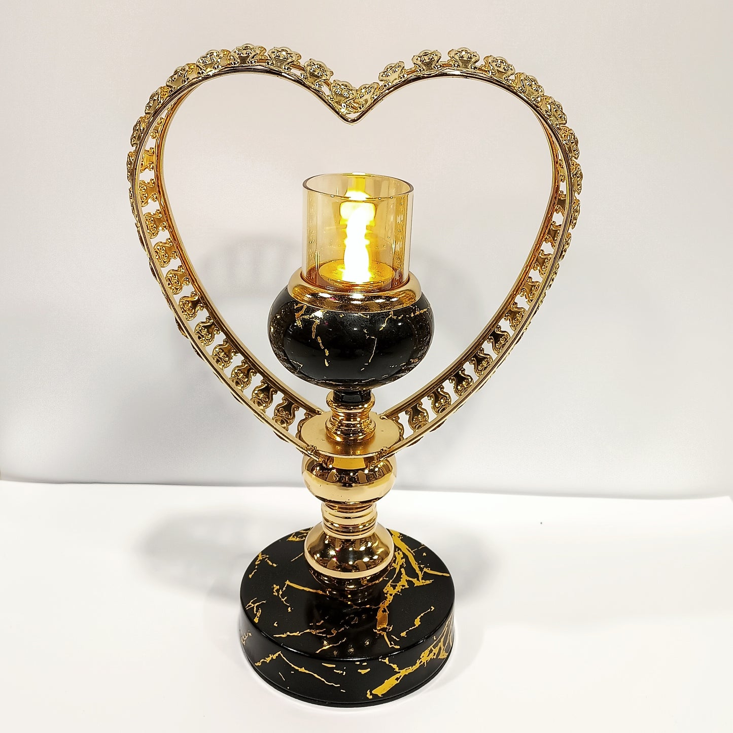 Golden Heart Candle Holder