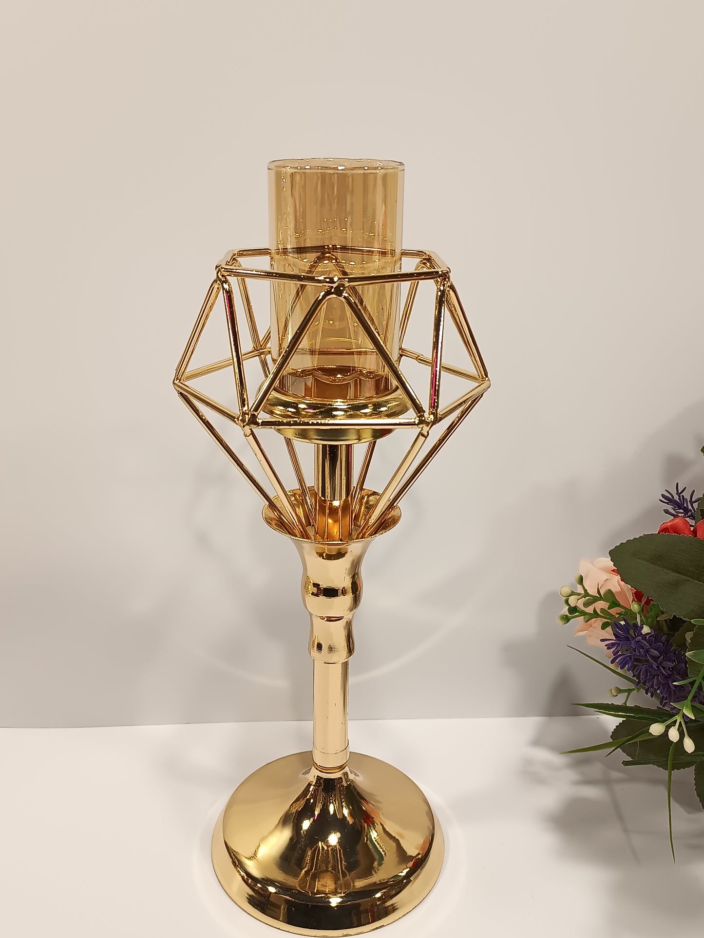 Gold Candle Holder Pillar Candlestick Stand