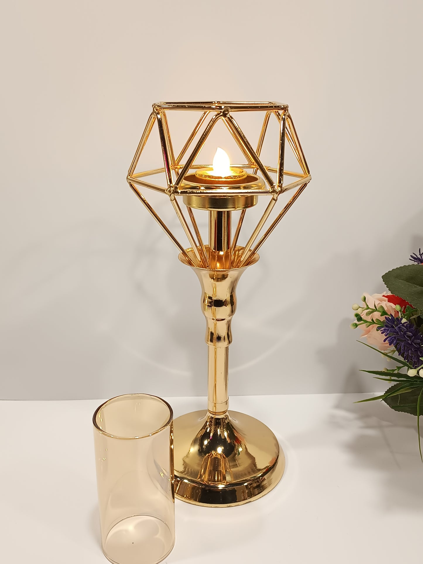 Gold Candle Holder Pillar Candlestick Stand