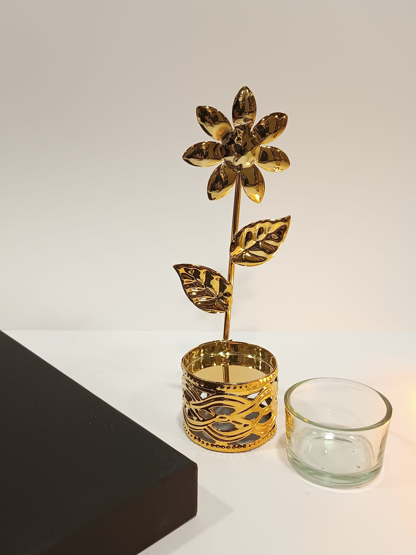 Golden Flower Candle Holder