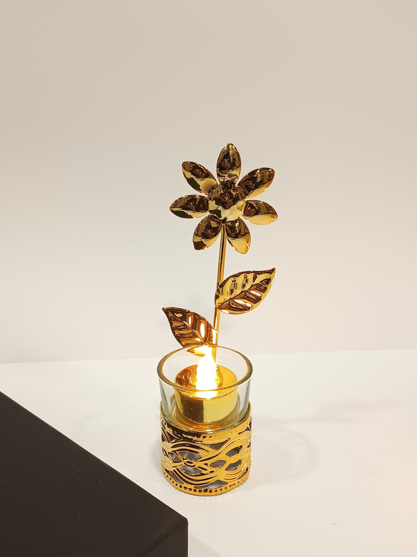 Golden Flower Candle Holder