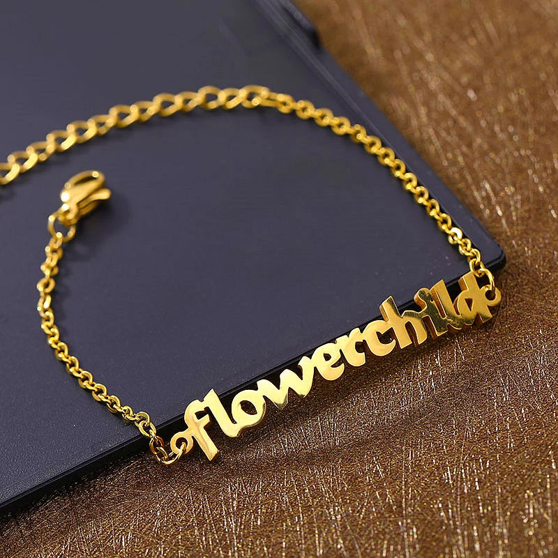 Personalized Name Bracelet Gold Plated Bracelets