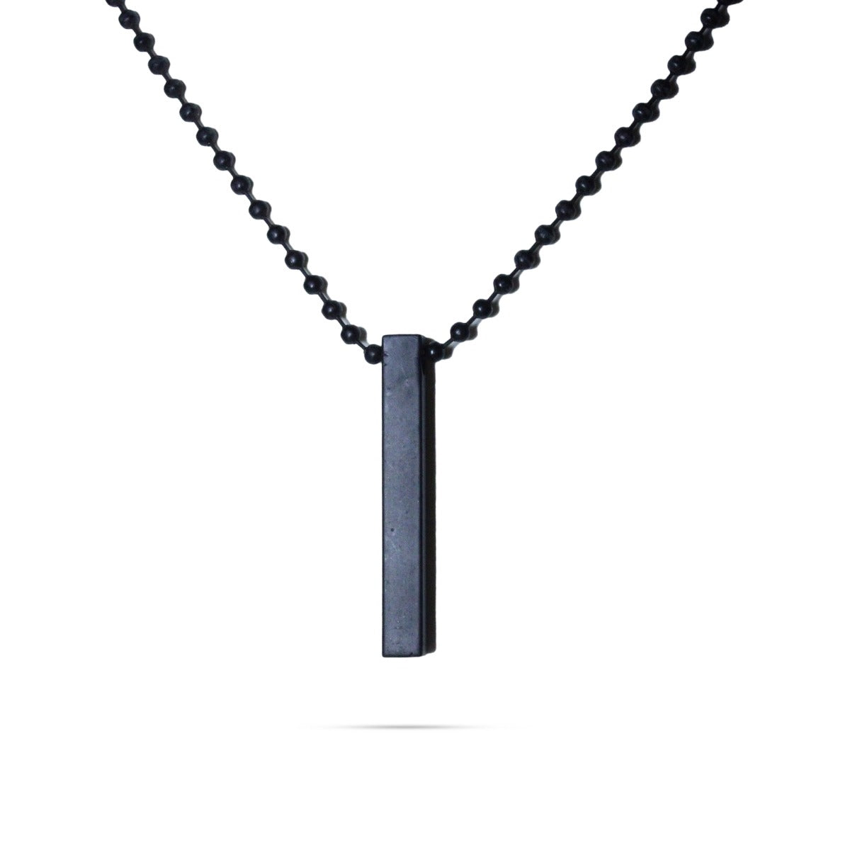 Bar Locket & Black Stainless Steel Chain