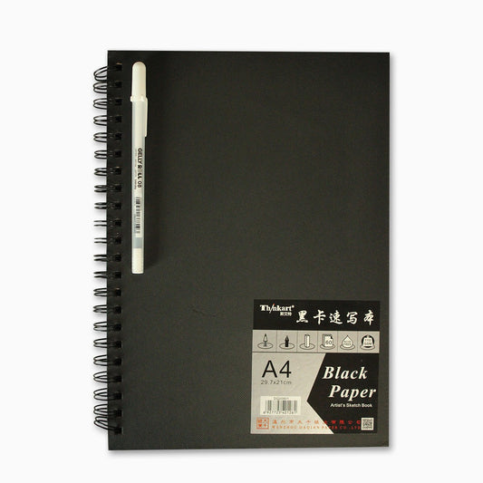 Black Paper Artist's Sketchbook & Pen