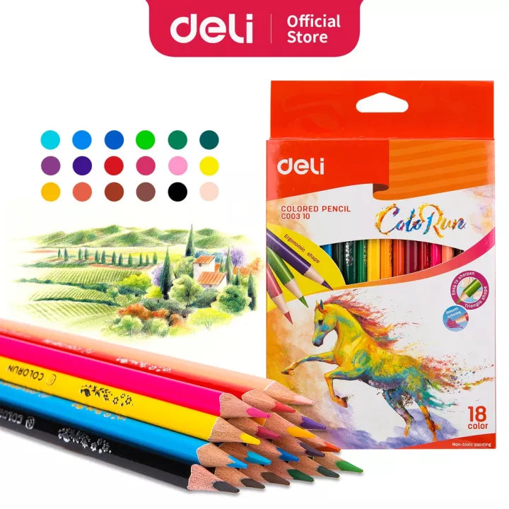 Deli ColorRun Colored Pencil - 18 Color