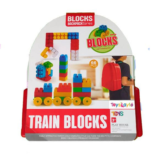 Train Blocks Backpack Series with 66 Pieces for Kid, Play Activity