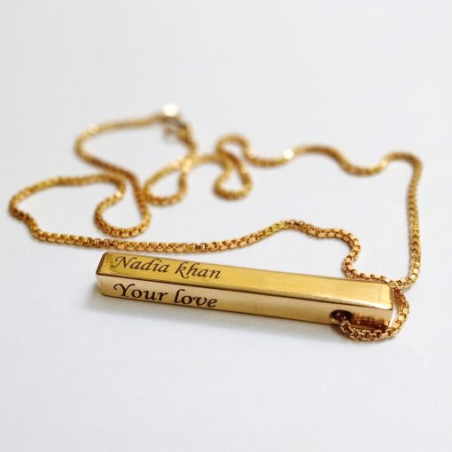 Customized Engraved 3D Bar Necklace