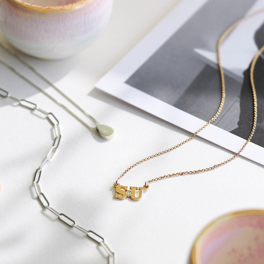 Double Initials Necklace - Gold Plated