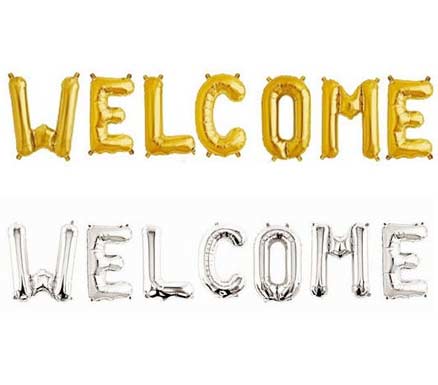 Welcome Foil Balloons Set - Gold/Silver